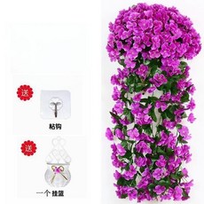 仿真花垂吊, 1個, 紫紅色紫,一束花不帶花籃, 紫紅色紫, 一束花不帶花籃