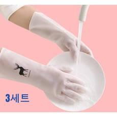 모노샵 착용편한 반투명고무장갑 화이트 니트릴 반투명 질긴 PVC 고무장갑 (S/M/L) 3가지 사이즈 설거지 청소 다용도, 화이트(반투명), 대(L), 3개