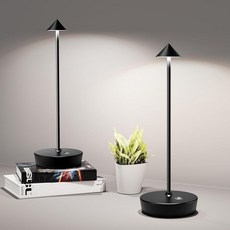 SHANGCAI 무선 테이블 램프 충전식 6000mAh 배터리 작동 LED 책상 야외 방수 휴대용 터치 조도 조절 가능한 조명 파티오 레스토랑 다이닝 홈용 황동 2개 세트 2, 2팩 블랙