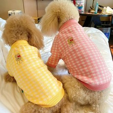 (BND-W17) 토끼자수 체크니트 강아지니트 dhy*583aP, 옐로우_XL