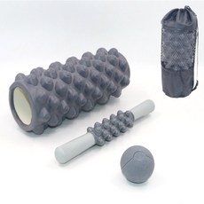 아일디 33cm 지압 폼롤러 4 in 1 마사지 세트 마사지볼 마사지 스틱 보관백, 1세트, 다크그레이