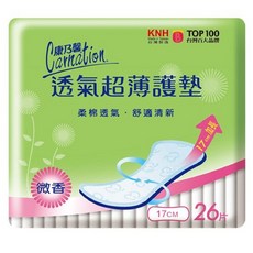 康乃馨 透氣超薄護墊 基本型 雙層瞬吸 17cm, 一般, 26片, 1個
