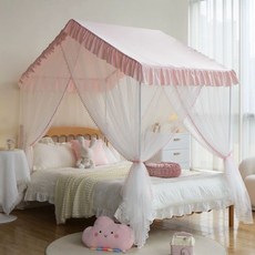 공주 침대 텐트 캐노피 커튼 어린이방꾸미기, 1.2m x 2m, 1.2mx2m 핑크(모기장+룸 브라켓)