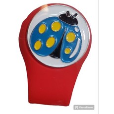 Volkmi高爾夫矽膠帽夾男女通用球標記／時尚帽夾配件，隨機出貨增添樂趣, 瓢蟲紅, 1個