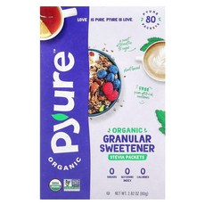 파이어 유기농 과립형 감미료 스테비아 80팩 각 1g(0.035oz) PYB-00301, 80개, 1g