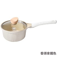 KOREA KING 陶瓷水妍晶緻不沾單柄湯鍋 (附鍋蓋) IH爐適用, 香頌拿鐵, 1個, 18cm