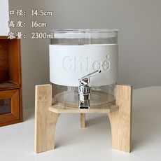 【開發票/統編】2300ml大容量果汁桶 玻璃冷水桶 冰箱檸檬茶飲料桶 耐高溫帶龍頭冷飲桶 啤酒壺 食品級PET960112, 1個, 皮套冷飲桶+木託