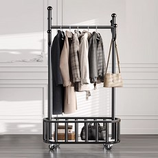 타리홈스 심플 공간활용 이동식 스탠드 옷걸이 행거, 블랙