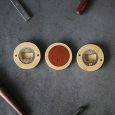 (3개입) 823 가죽 공방 냉장고 자석 마그넷 현관문 소품 인테리어 병 따개 맥주 음료수 뚜껑 오프너, 브라운