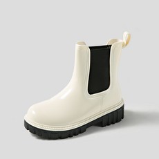 글루 에나멜 첼시 밴딩 미들 레인부츠(4cm)
