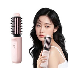휴대용 무선 볼륨 고데기 헤어 뿌리 볼륨 스트레이트 웨이브, 핑크