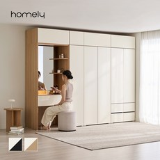 (10만원 즉시할인) 홈리 베일리 빅수납 E0 터치 시스템 모듈 행거 옷장 세트 1600, 내추럴우드_MO01069