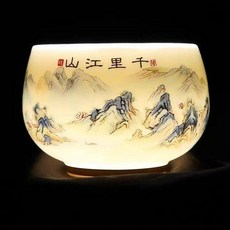 羊脂白瓷茶盃 輕奢小衆 韆裏江山圖, 韆裏江山1個裝