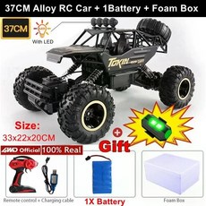 4WD 원격 무선 RC 자동차 4x 4 리모컨 트럭 레이싱 드리프트 Led 조명 RC카 선물, 37CM Black 1B Gift, 1개
