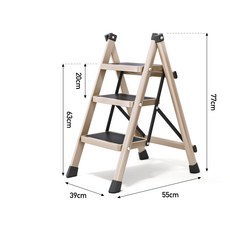Precious Evyday 휴대용 가정용 접이식 사다리 미니 A형 다용도 안전 미끄럼 방지 페달 5단 4단 3단 2단, 브라운, 1개