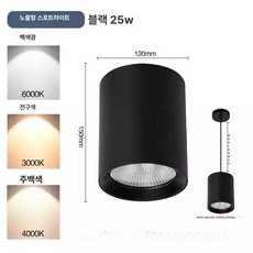 실링 원통직부등 벽조명 천장등 부엌등 조명 원형직부조명 인테리어, 블랙 25W 3000K 웜 12cm 15cm