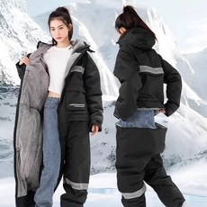 오토바이 방한복 안감 내열성 겨울 아웃도어 방수 보온 기모, 2XL, 블랙 최상급