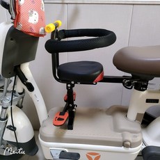 전기자전거 보조안장 보조의자 앞 쿠션 좌석 유아 울타리 뒷자석 앞좌석 등받이 두꺼운 후면, 1개, 레드 충격 매트+스트랩