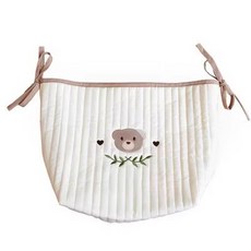 ins風韓版嬰兒牀掛袋牀邊大容量多功能收納袋 寶寶玩具尿布尿片袋, 1個, 一隻森林熊米色尿片袋26*28cm