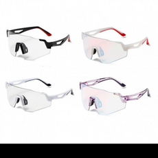 사이클 고글 스포츠 고글 변색 렌즈 UV 차단 렌즈 자전거 안경 러닝 안경, 1개, 화이트레드