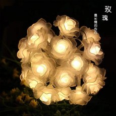 玫瑰花燈串 LED銅線燈串 聖誕裝飾燈, B4電池款，暖白，10米100燈, 1個