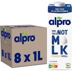 Alpro 알프로 디스 이즈 낫 밀크 3.5% 비건 무유당 섬유 칼슘 비타민 함유, 8개, 1L
