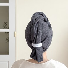 KOUJI 叩吉好物 華夫格乾髮帽, 華夫格霧灰, 1個