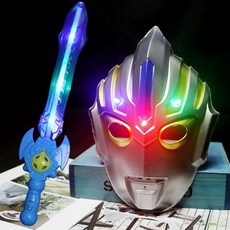 發光賽羅奧特曼面具兒童發光寶劍玩具 - 歐布羅索烈火奧特曼刀劍角色扮演套裝, 歐布面具+藍色聲光劍, 1個