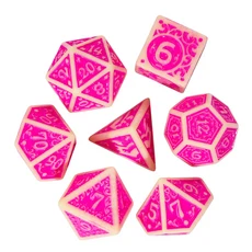 새로운 패턴 DnD 게임 주사위 7Pcs 다색 D4-D20 Dungeons and 롤 플레잉 보드 다면체 세트, 01 빠른, 08 Yellow Pink