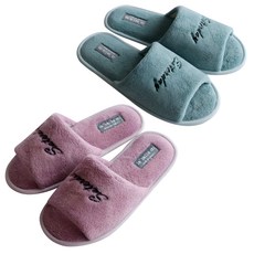 LABELLCO Hug Saterday刺繡室內拖鞋組 2款入, 粉色+薄荷綠