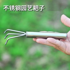 花鏟 移植鏟 園藝工具 迷你不銹鋼鬆土耙子, 1個, 迷你不銹鋼耙 鬆土