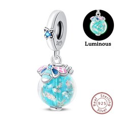 봄 매력 스털링 실버 나비 핑크 데이지 펜던트 비즈 파인 쥬얼리 만들기, 1개