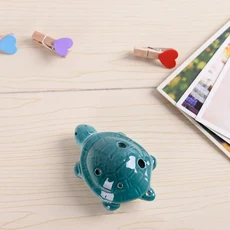 오카리나 알토 C 톤 6 홀 거북이 작은 초보자 관광 기념품 교육 장난감 세라믹 펜던트, 01 Dark Green