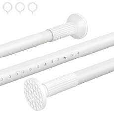 튼튼한 초강력 길이조절 못없이 간편설치 압축봉 커튼봉 480cm까지 최대 하중 40kg 포함 20개 커튼링, 화이트