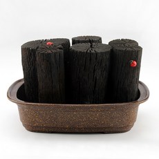 가꾸지오 공기정화 국내산 참숯 2kg와 사각수반, 브라운