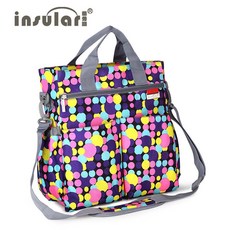 幼齒小舖 大容量媽媽包 - 時尚手提單肩斜背媽媽包 多層分隔 附推車掛繩, 2F_彩虹點 (媽媽包)