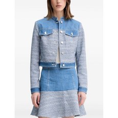 게스 데님 패널 트위드 재킷