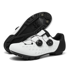 로드바이크 클릿슈즈 평페달 통기성 사이클링 자전거신발 산악자전거 라이딩용, 290, H_산악용 화이트블랙 슈즈