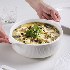 頂級優品 湯碗 家用雙耳湯盆 日式陶瓷湯碗 雙耳湯碗 湯盆, 1個, 10.50寸雙耳條紋湯碗