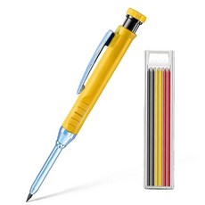단단한 목수 기계식 연필 세트 목공 건축용 샤프너 긴 머리 연필 편지지 2 8mm, set A -Yellow, 1개
