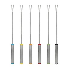 손잡이가 달린 퐁듀 포크 6개 과일 포크 세트 그릴 케이크 초콜릿 고기 과일 치즈 분수 로스트 마시멜로 디저트용 컬러 퐁듀 스틱 세트, 손잡이가 달린 퐁듀 포크 6개, 과일 포크 세트, 그릴, 스타일 B 6개