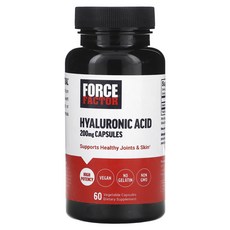 건강챙기세요 Force Factor 히알루론산 200mg 베지 캡슐 60정 백살까지오래오래, ForceFactor히알루론산200mg베지캡슐60정, 1개