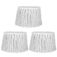 臺灣出貨純棉綫拖把頭旋轉墩布頭設計加厚全棉材質吸水強適配通用拖把桿日常清潔拖把替換頭配件適用, 精品純棉頭3個裝（白色）, 1個