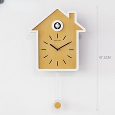 뻐꾸기시계 벽시계 인테리어 소품, 옐로우, 1개