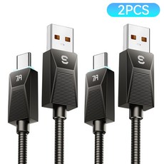 Essager 디스플레이 PD 100W 7A C타입 고속 충전케이블, 2개, 블랙, 2m 2개, 블랙, 2m
