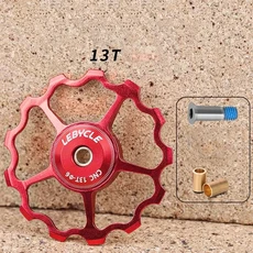 SPORTFUNSF 11 15T 휠 MTB 스틸 베어링 자키 PulleyRoad 자전거 알루미늄 합금 방수 후면 변속기 부품, 04 red 13T, 01   Mainland