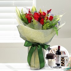 꽃다발 선물 기념일 GIFT 세트상품 (장미혼합 꽃다발 b-0074) 케이크 빼빼로 샴페인 초콜릿 사탕 전국당일배송 생일 생신 어버이날 선물 카네이션, 단품, 단품