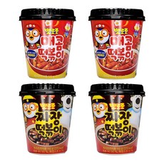 뽀로로 렌지용 컵 떡볶이 매콤2+짜장2, 1세트, 460g