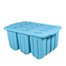 12連矽膠雪糕模具 易脫模 帶蓋設計 冰淇淋製作工具, 12連雪糕模具藍色 沒有配木棍, 1個
