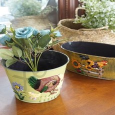 트레분 철제 닭 바스켓 타원/원형 빈티지바구니 다용도수납함 수납바스켓 철제수납함, 타원